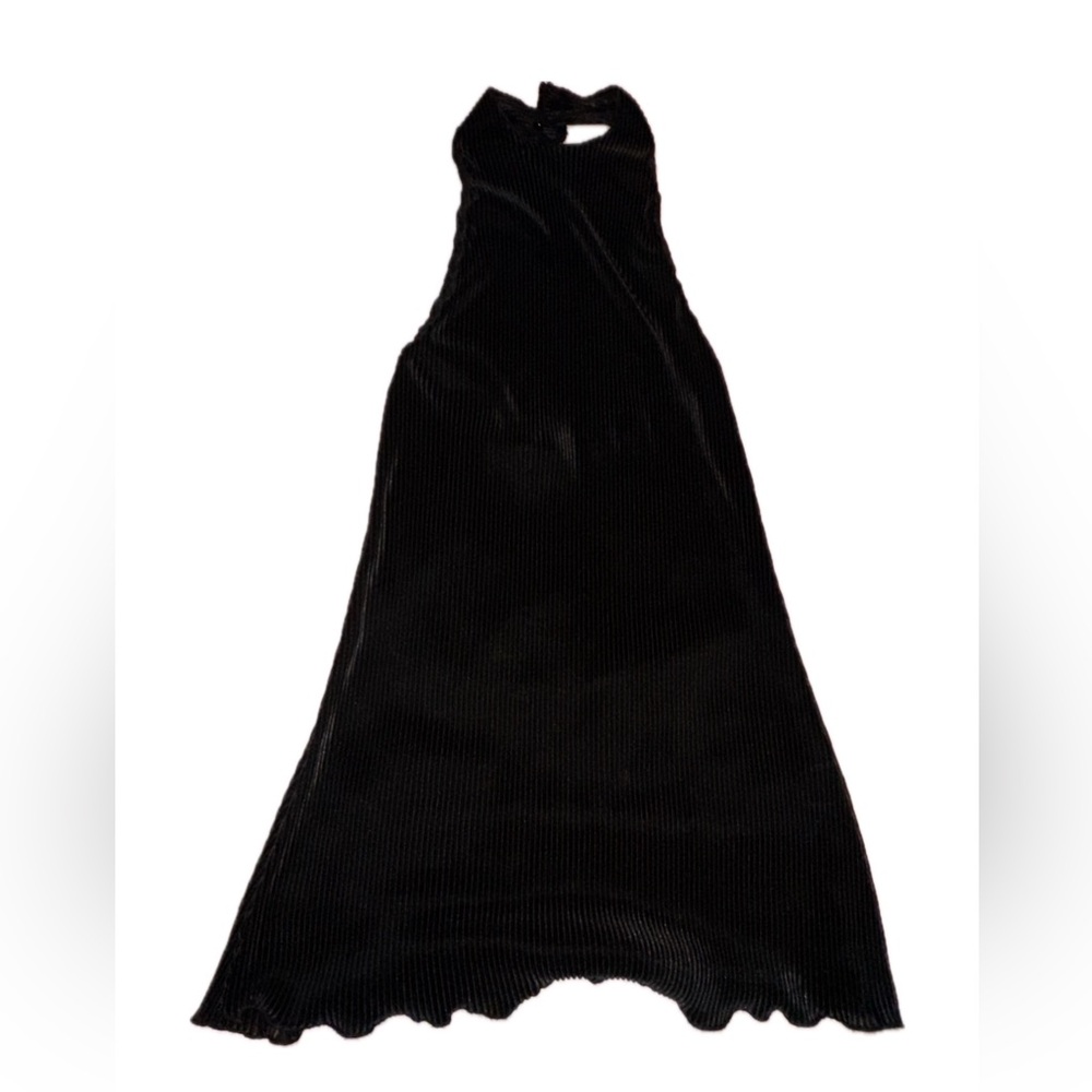 Black Ribbed Halter Dress